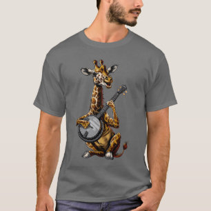 Camiseta Chico tocador de banjo bluegrass animal jirafa