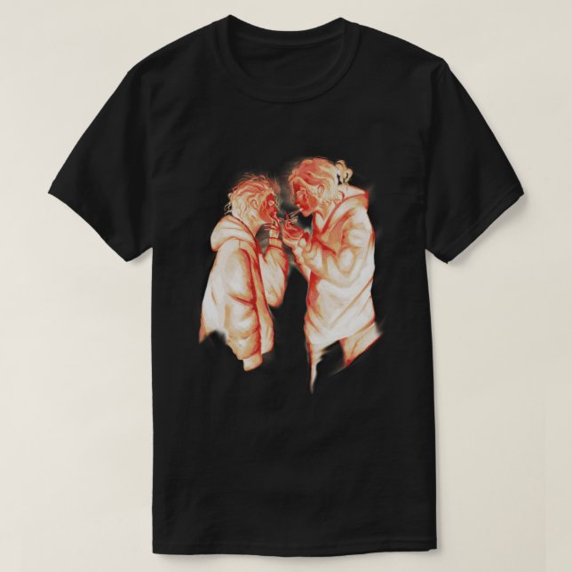 Camiseta Chicos Anime Estética Roja Fumando (Diseño del anverso)