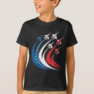 Camiseta Chicos Bandera Americana Avión de Combate Niños EE