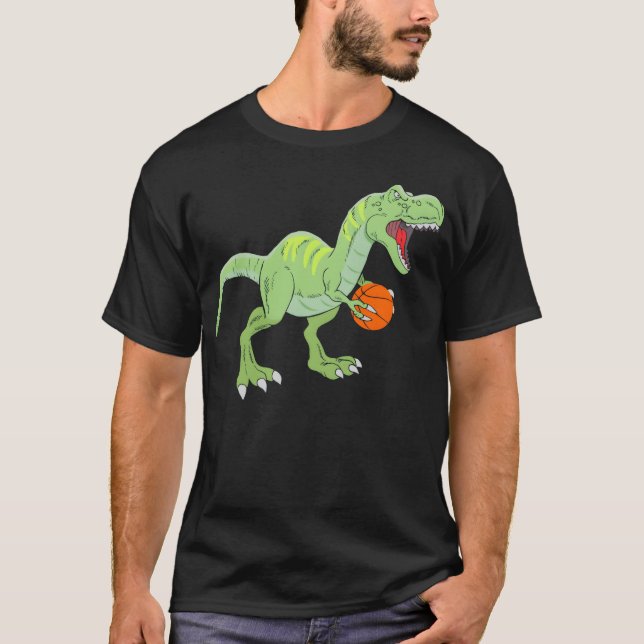 Camiseta Chicos de baloncesto dinosaurio deporte divertido (Anverso)