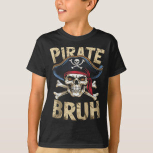Camiseta Chicos de Halloween Bruh Cráneo de Pirata Huesos C