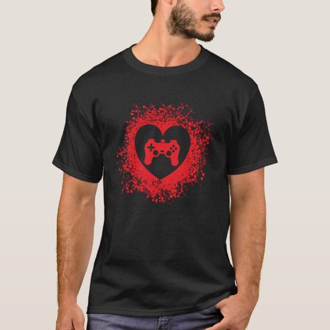 Camiseta Chicos Gamer Videojuegos Día de San Valentín Coraz (Anverso)