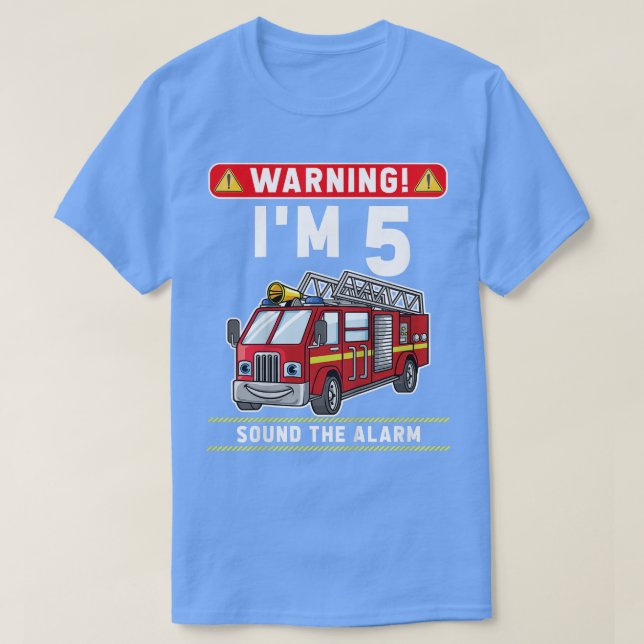 Camiseta Chicos, tengo 5 años, pequeño camión de bomberos (Diseño del anverso)