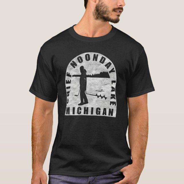 Camiseta Chief Noonday Lake Ice Fishing Michigan (Anverso)
