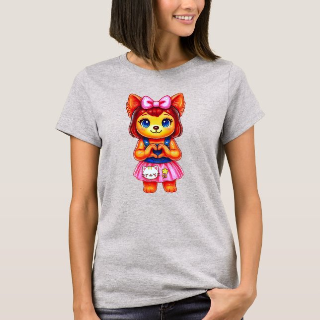 Camiseta Chienne Kawaii joli coeur (Anverso)