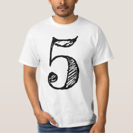 Camiseta chiffre 5 numéro cinq manuscrit géant