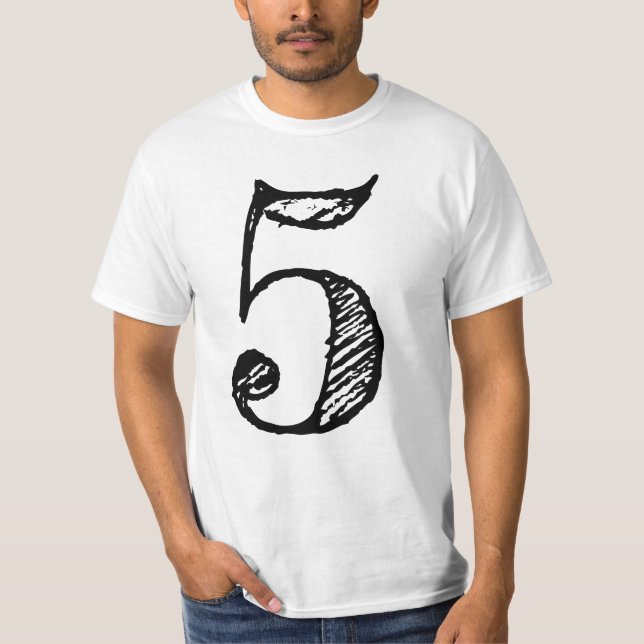 Camiseta chiffre 5 numéro cinq manuscrit géant (Anverso)