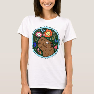 Camiseta Chigüiro con flor, característico capibara