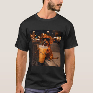 Camiseta Chihua dachshund divertido bebedor de café con hie