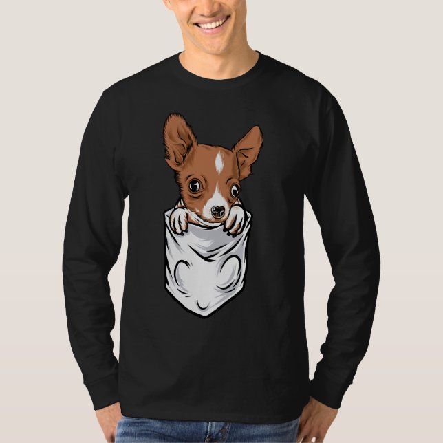 Camiseta Chihuahua Adorable Al Estilo De Bolsillo (Anverso)