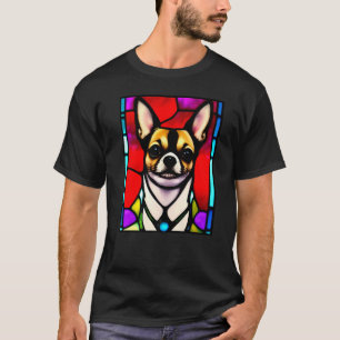 Camiseta Chihuahua - Arte pop de vidrio manchado Premium_2