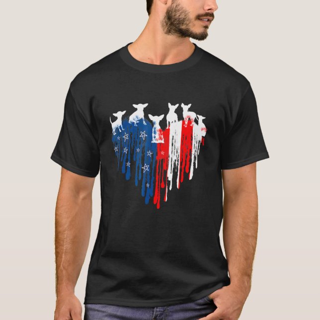 Camiseta Chihuahua Bandera Corazón Estadounidense Perro 4 D (Anverso)
