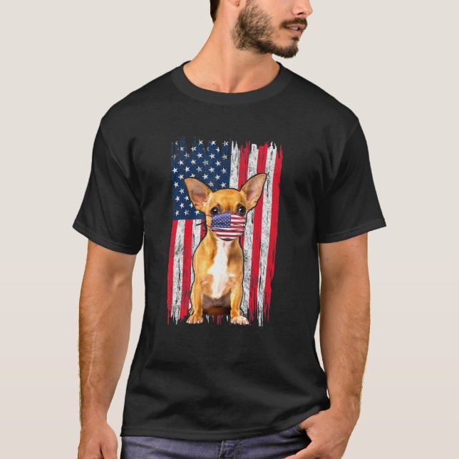 Camiseta Chihuahua Bandera Estadounidense Usa Máscara De Ca (Anverso)