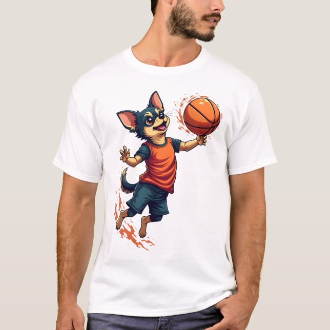 Camiseta Chihuahua  Basketball  Player  Sport  Dunk (Anverso)