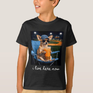 Camiseta Chihuahua bebe café helado campo de béisbol en viv