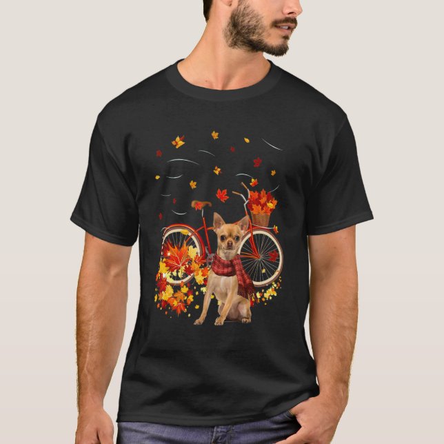 Camiseta Chihuahua Bike Autumn Dog Leaf Fall  Fall Y'all (Anverso)