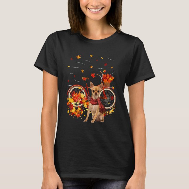 Camiseta Chihuahua Bike Autumn Dog Leaf Fall  Fall Y'all (Anverso)
