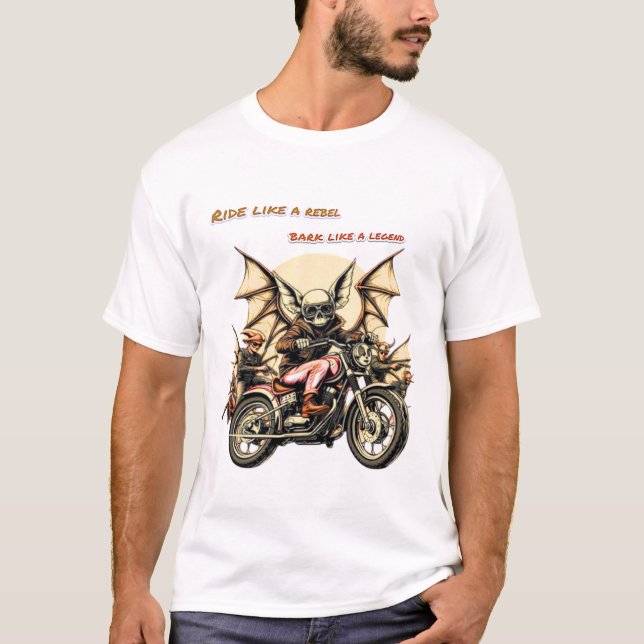 Camiseta Chihuahua Biker con alas de murciélago (Anverso)
