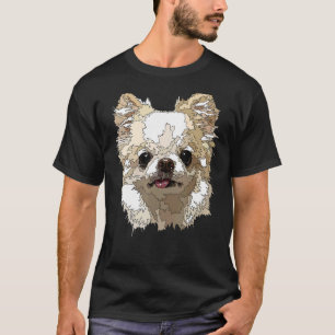 Camiseta Chihuahua blanca y larga distancia del cabello de 