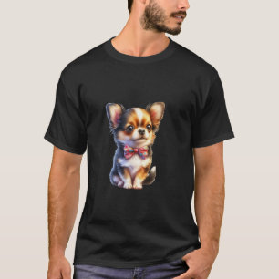 Camiseta Chihuahua Bowtie acuarela pelo largo Chihuahua