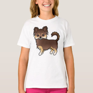 Camiseta Chihuahua Cartoon de Abrigo Largo de Chocolate y B