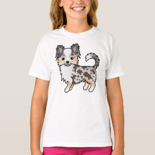Camiseta Chihuahua Cartoon Perro de Pelaje Largo Merle de C