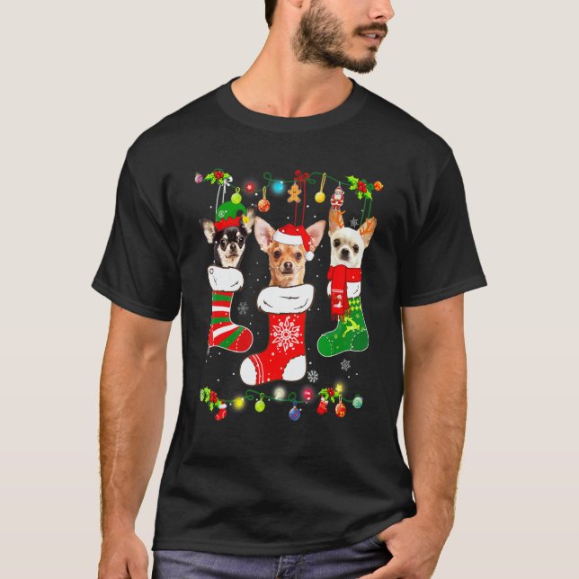 Camiseta Chihuahua Christmas Lights   Xmas Dog (Anverso)