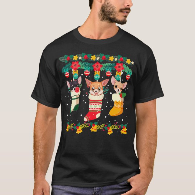 Camiseta Chihuahua Christmas Socks Xmas Lights Pajama (Anverso)