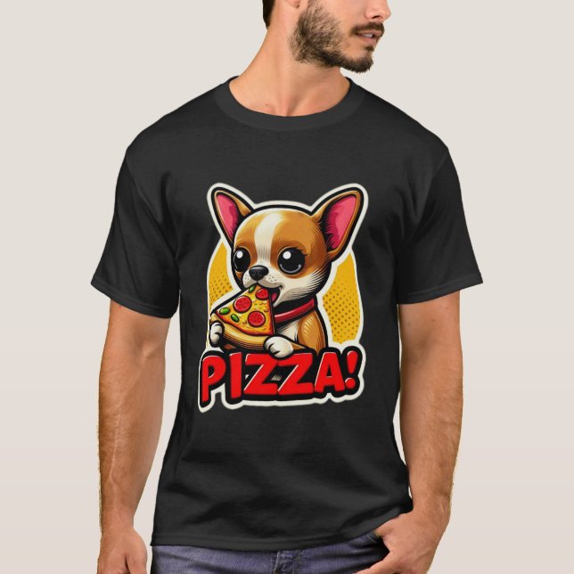 CAMISETA CHIHUAHUA COMIENDO PIZZA 16 (Anverso)