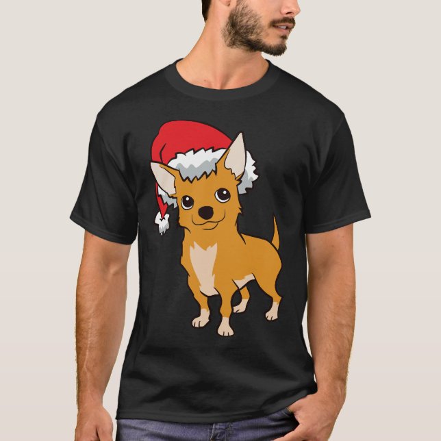 Camiseta Chihuahua con Navidades de Santa Hat Cute Gorra Ch (Anverso)