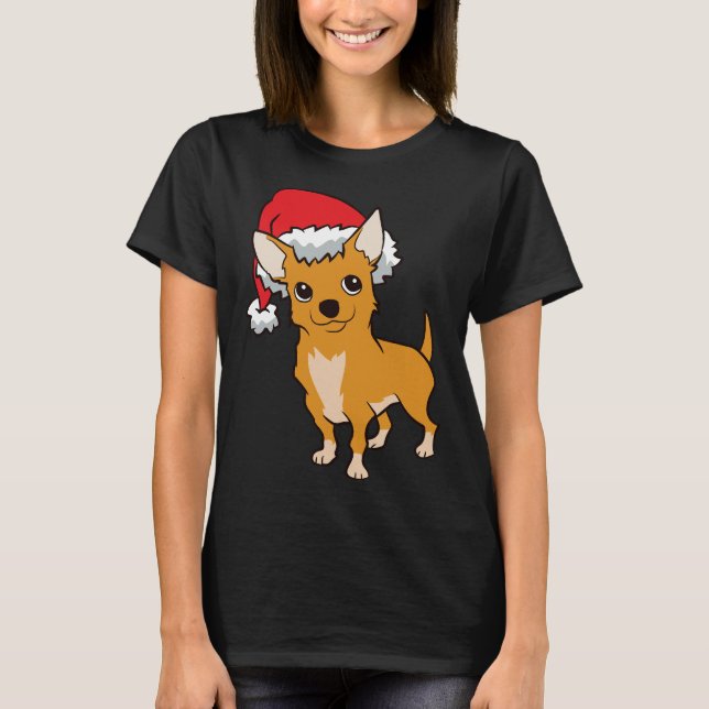 Camiseta Chihuahua con Navidades de Santa Hat Cute Gorra Ch (Anverso)