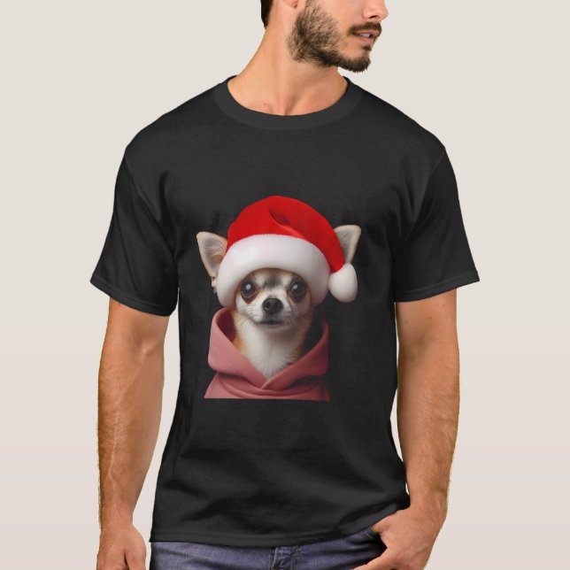 Camiseta Chihuahua con Navidades de Santa Hat Dueño de perr (Anverso)