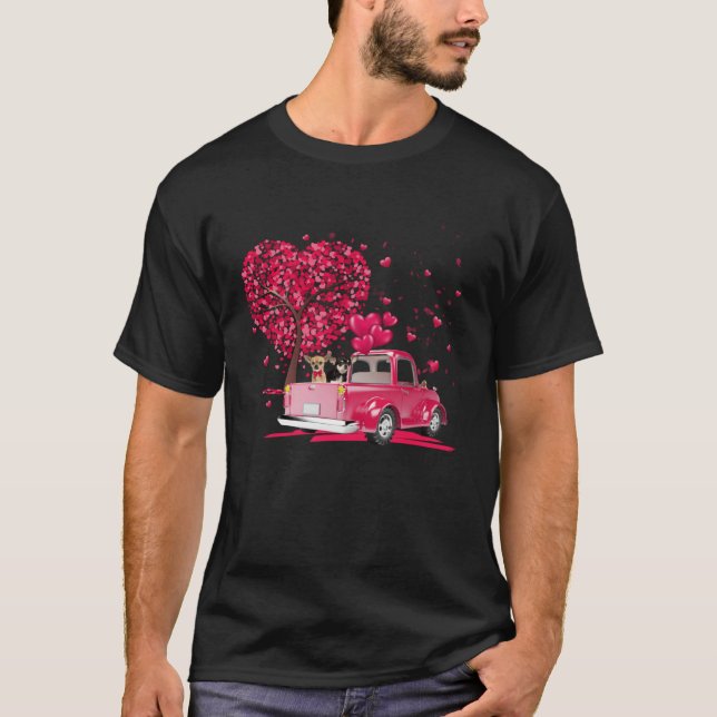 Camiseta Chihuahua Couple Truck Happy Valentine s day (Anverso)