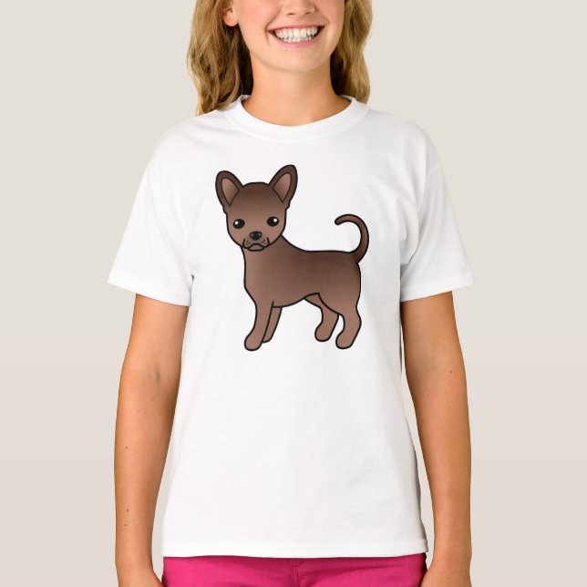 Camiseta Chihuahua Cute Cartojo Perro con Abrigo Suave de C (Anverso)