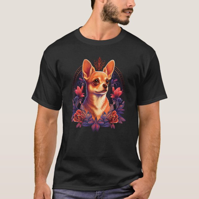 Camiseta Chihuahua Cute Dog Beautiful Flowers Girl Plant 7 (Anverso)
