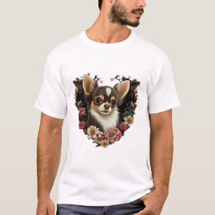 Camiseta Chihuahua Cute Dog, hermosa Chica de flores