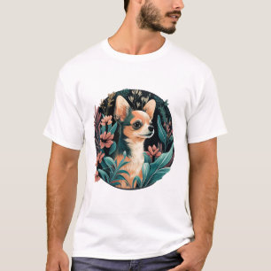 Camiseta Chihuahua Cute Dog, hermosa Chica de flores