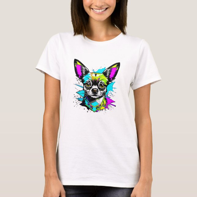 Camiseta Chihuahua Cyberpunk estilo Art Dog Lover (Anverso)