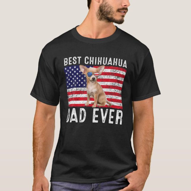 Camiseta Chihuahua Dad USA Bandera estadounidense Chihuahua (Anverso)