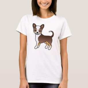 Camiseta Chihuahua de capa lisa tricolor de chocolate perro