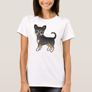 Camiseta Chihuahua de dibujos animados de pelaje liso negro