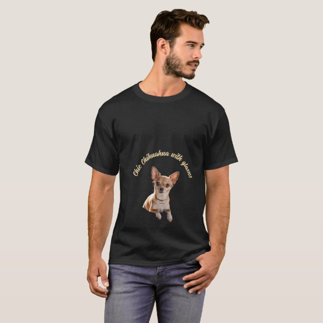 Camiseta Chihuahua de moda con gafas (Anverso completo)