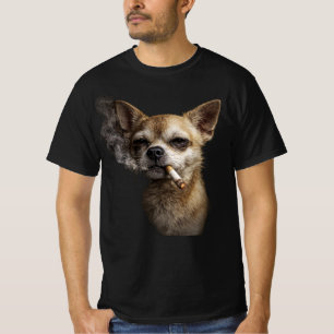 Camiseta Chihuahua Divertido Fumando — Perro Grunge Vintage