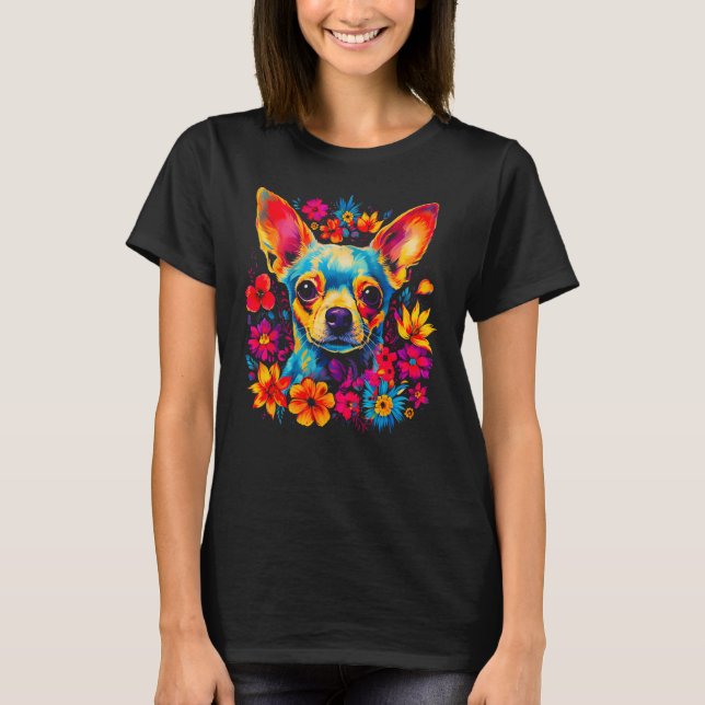 Camiseta Chihuahua Dog Flowers (Anverso)