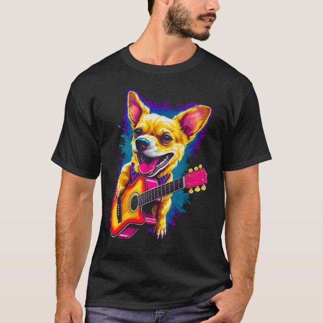 Camiseta Chihuahua Dog Guitar (Anverso)
