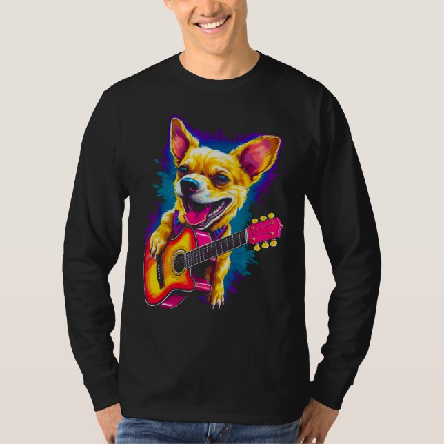 Camiseta Chihuahua Dog Guitar (Anverso)
