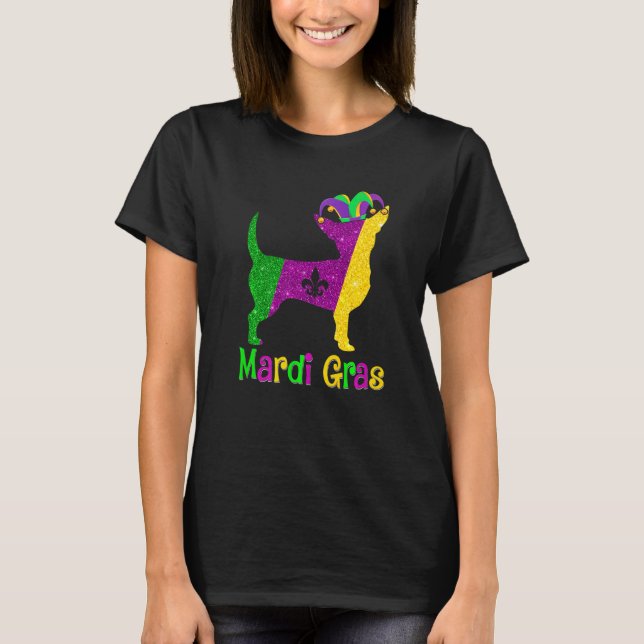 Camiseta Chihuahua Dog Lover Mardi Gras Carnival Jester Pre (Anverso)