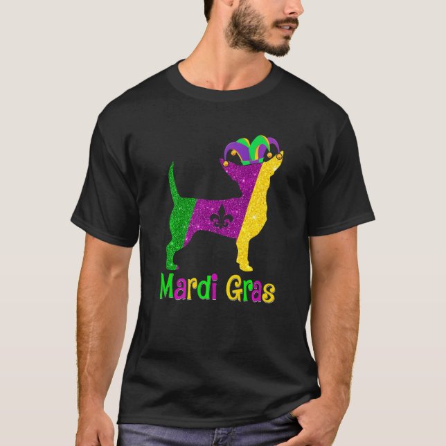 Camiseta Chihuahua Dog Lover Mardi Gras Carnival Jester Pre (Anverso)