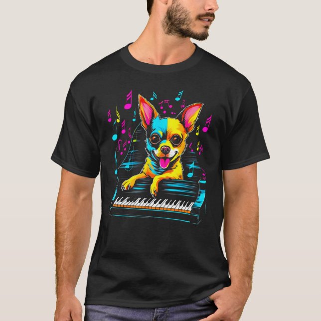 Camiseta Chihuahua Dog Piano (Anverso)