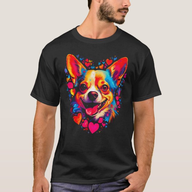 Camiseta Chihuahua Dog Pink Red Heart (Anverso)